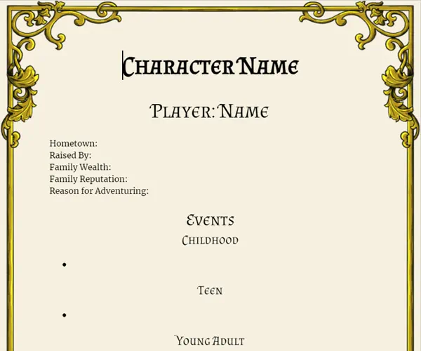 Sample of the Background Notes Template