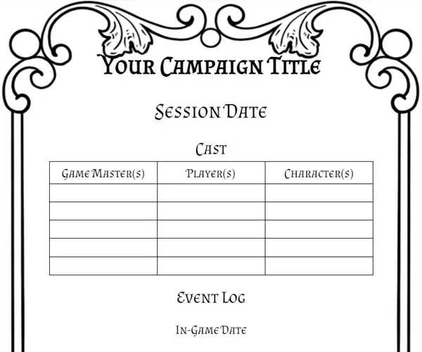 Sample of the Rounded Session Template in Black and White